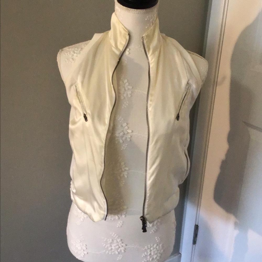 Vintage Versace White Satin Vest with branding/prints on back Size XS